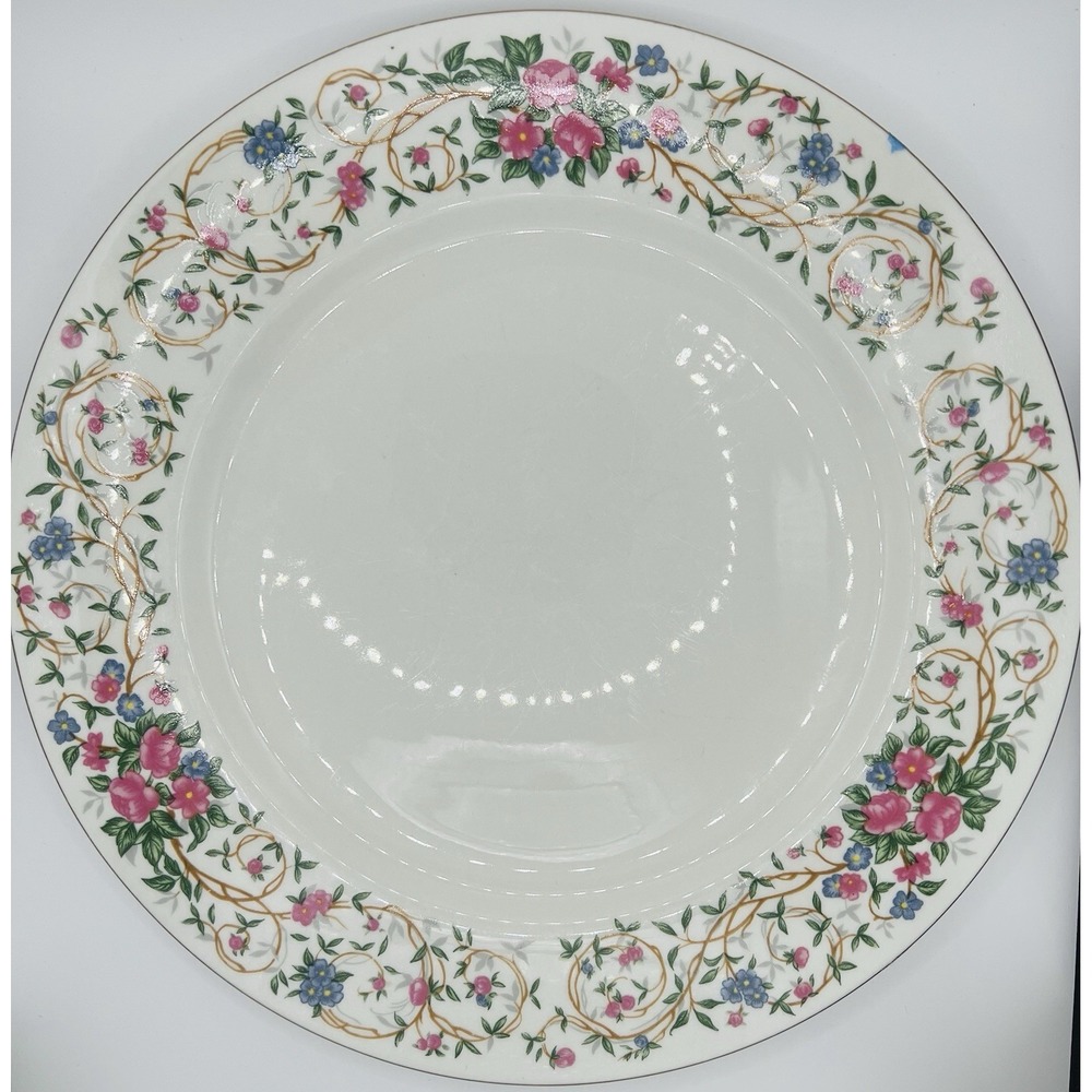 Farberware Monaco Dinner Plate 11" Fine China Floral Gold Trim White Vintage - Picture 3 of 6